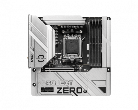 MSI B650M PROJECT ZERO AM5 DDR5 7600MHZ(OC) HDMI DP M.2 USB3.2 2.5G LAN WI-FI 6E mATX