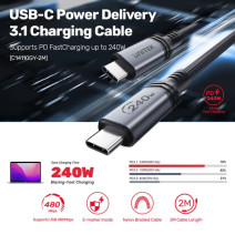 UNITEK TYPE-C HIZLI ŞARJ 2MT 240W (C14110GY-2M)