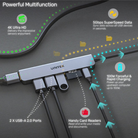 UNITEK USB-C 7in1 UNIVERSAL DOCK STATION (H1118A)