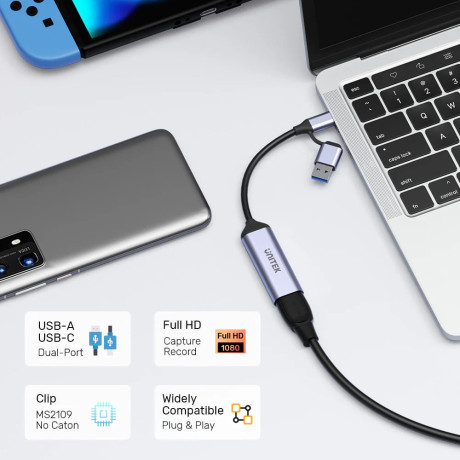UNITEK 4K VIDEO CAPTURE HDMI TO USB-C/A (V1167A)