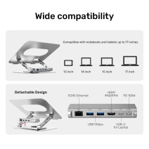 UNITEK 360D METAL 15.6” NOTEBOOK STAND 5in1 VE DOCKING STATION  (D1109B)