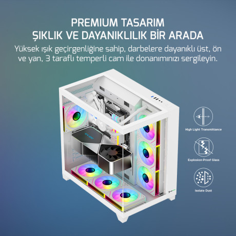 GAMEPOWER WARCRY TOPGLASS 4XARGB KASA 750W WHITE