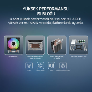 GAMEPOWER GLACE TC4 ARGB CPU SOĞUTUCU INTEL/AMD