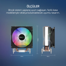 GAMEPOWER GLACE TC4 ARGB CPU SOĞUTUCU INTEL/AMD