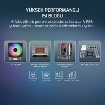 GAMEPOWER GLACE TC6 ARGB CPU SOĞUTUCU INTEL/AMD