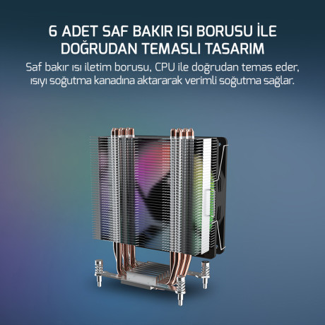 GAMEPOWER GLACE TC6 ARGB CPU SOĞUTUCU INTEL/AMD