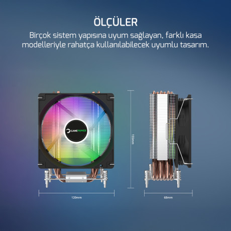 GAMEPOWER GLACE TC6 ARGB CPU SOĞUTUCU INTEL/AMD