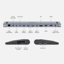 UNITEK UHUB15+ USB-C 4K BAGLANTI ISTASYONU (D1106AGY01)