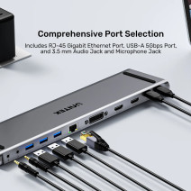UNITEK UHUB11+ USB-C DISPLAYLINK 4K BAGLANTI ISTASYONU (D1147AGY01)