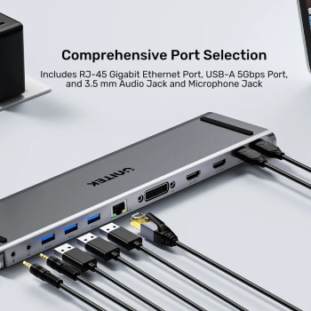 UNITEK UHUB11+ USB-C DISPLAYLINK 4K BAGLANTI ISTASYONU (D1147AGY01)