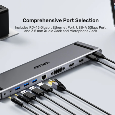 UNITEK UHUB11+ USB-C DISPLAYLINK 4K BAGLANTI ISTASYONU (D1147AGY01)