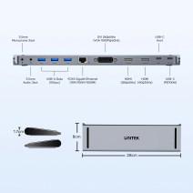 UNITEK UHUB11+ USB-C DISPLAYLINK 4K BAGLANTI ISTASYONU (D1147AGY01)