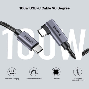 UNITEK 90D USB-C SARJ KABLOSU 1M 100W (C14123BK-1M)