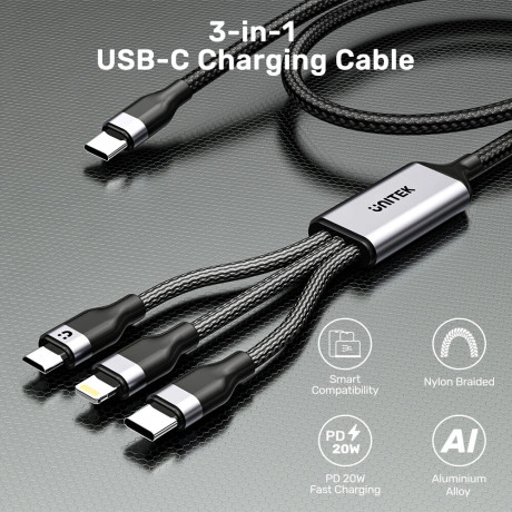 UNITEK USB-C 3IN1 SARJ 1.5M (C14101AGY01-1.5M)