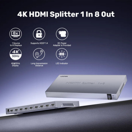 UNITEK 4K HDMI SPLITTER 1 IN 8 OUT (V1132A01-EU)