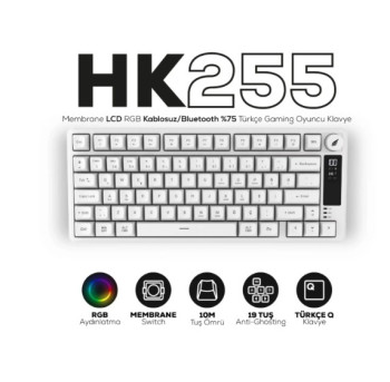 HAWK GAMING HK255W MEMBRANE LCD RGB KABLOSUZ BLUET