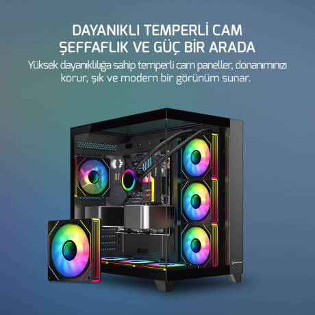 GAMEPOWER WARCRY TOPGLASS 4XARGB KASA 850W BLACK